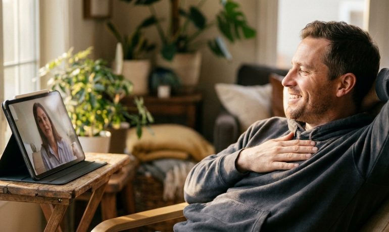 Клієнт відчуває спокій та затишок під час онлайн консультації психолога — CPG Medical
